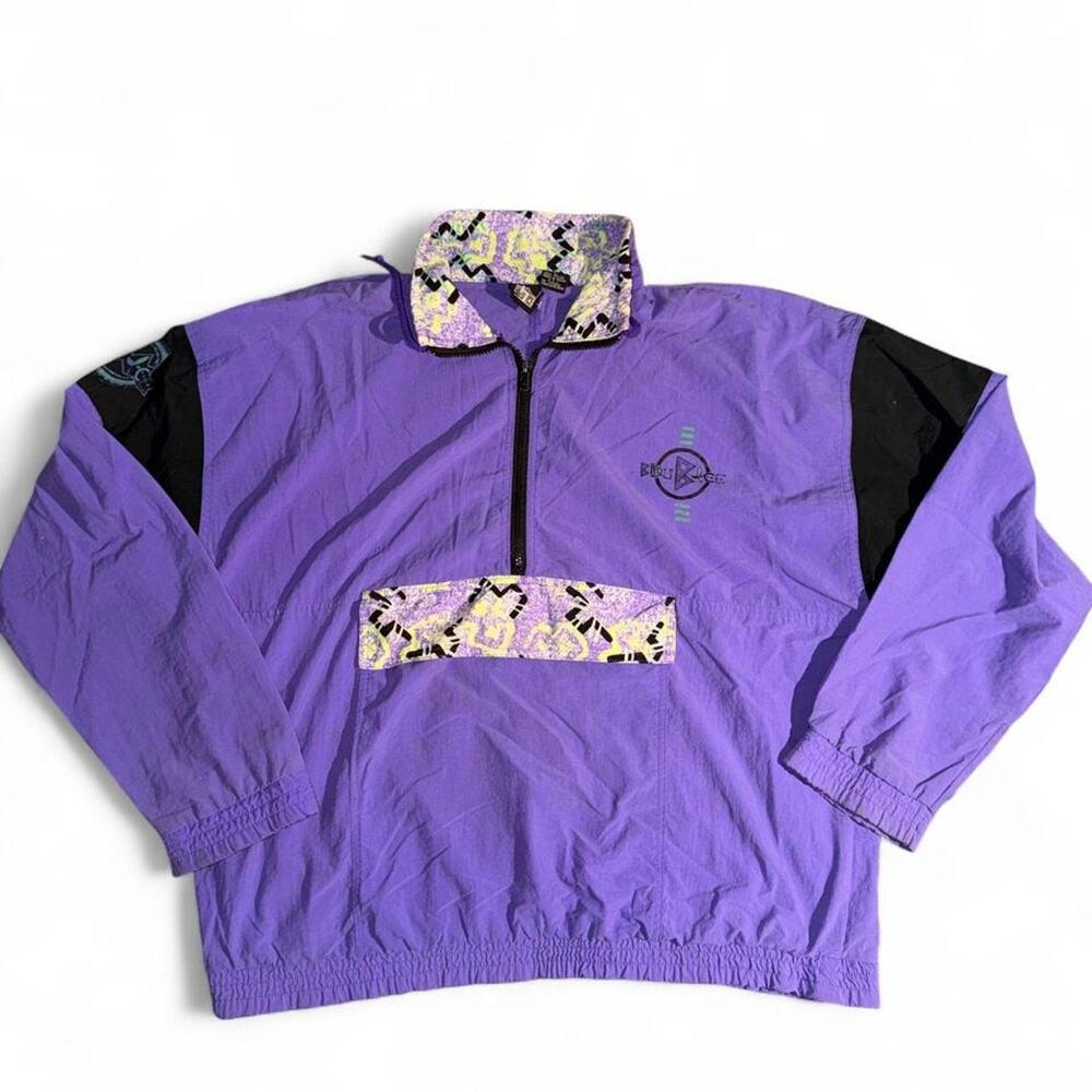 Vintage 90s Bleu Ice Purple Neon Anorak Windbreaker Jacket L